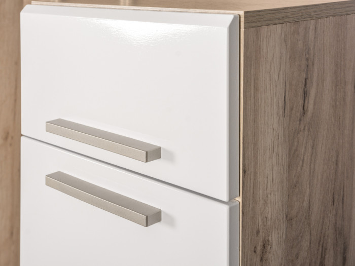 Лайн Прихожая № 15, цвет дуб крафт серый/фасады МДФ белый глянец, ШхГхВ 200х35х210 см., универсальная сборка