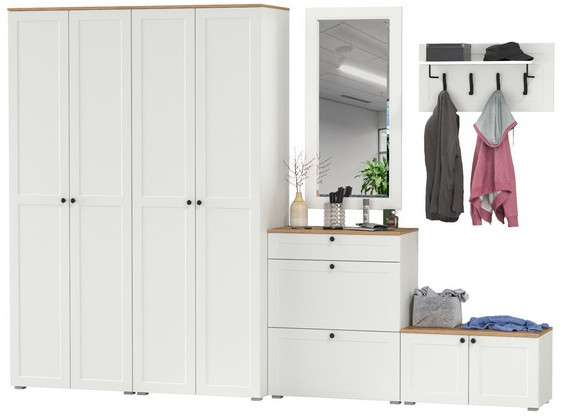 Остин Прихожая 48, белый шагрень/дуб крафт золотой