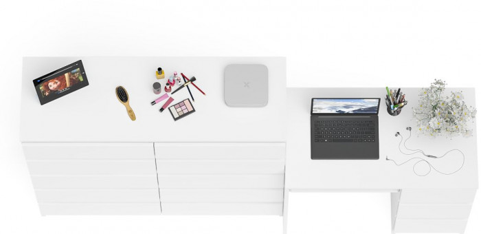 Мори Стол компьютерный МС-6 правый + Комод МК1200.10, цвет белый, ШхГхВ 210,4х50х115 см., выдвижные ящики справа, НЕ универсальная сборка