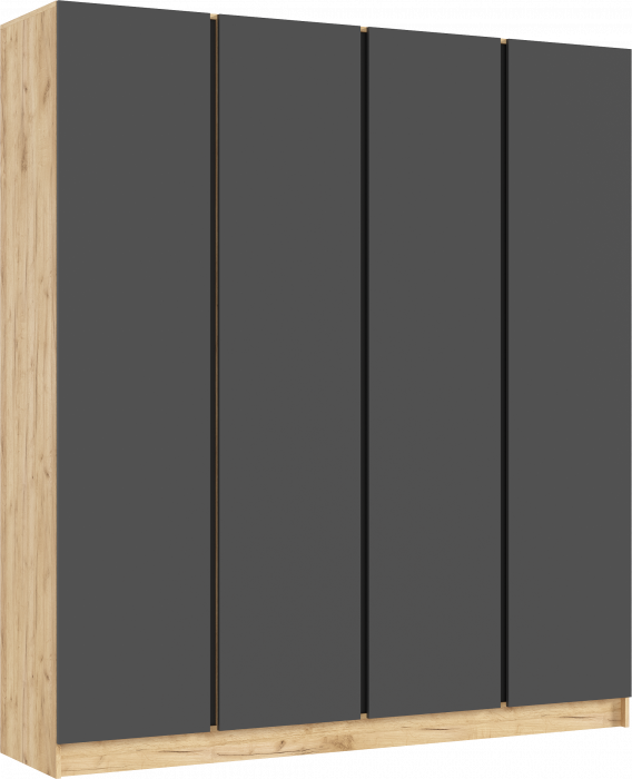 Келвин Шкаф 4-х створчатый 2000, Графит, Дуб Крафт