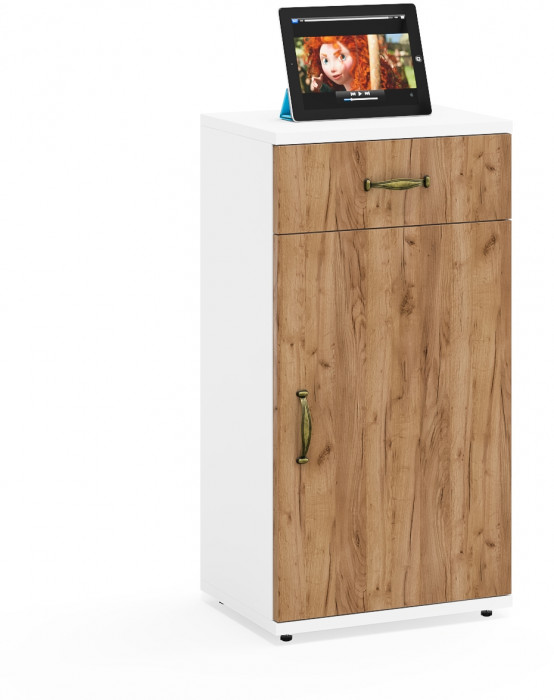 Лидер-8 Тумба МД 3.15 2 шт., цвет белый шагрень/крафт золото, ШхГхВ 80х30х75 см., универсальная сборка