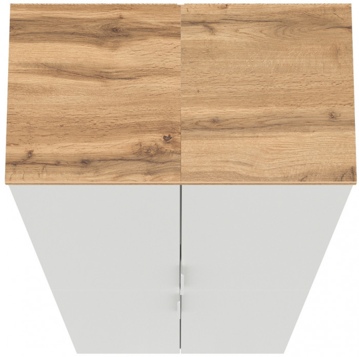 Октава 13.228 Шкаф-пенал + 13.228 Шкаф-пенал, цвет белый шагрень/дуб крафт золотой/фасады МДФ белый шагрень, ШхГхВ 64,4х35,3х197,6 см.