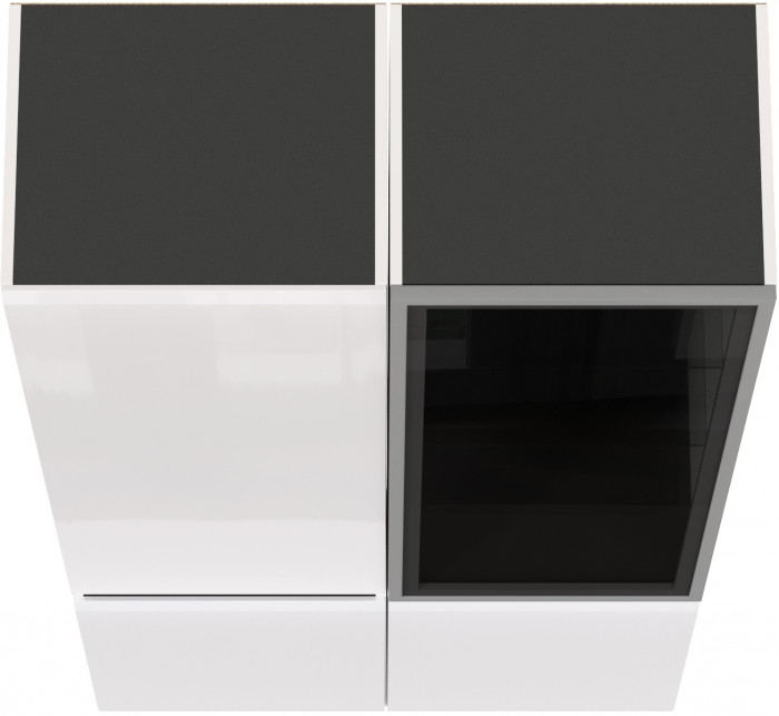 Сидней 13.200 Шкаф + Шкаф-витрина 13.201, корпус: белый/чёрный/фасады: МДФ белый глянец/стекло
