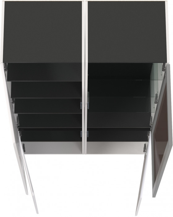 Сидней 13.200 Шкаф + Шкаф-витрина 13.201, корпус: белый/чёрный/фасады: МДФ белый глянец/стекло