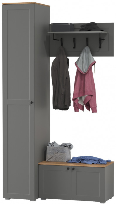 Остин Прихожая 25, цвет серый графит/дуб крафт золотой, ШхГхВ 120х54,3х229,6 см., универсальная сборка