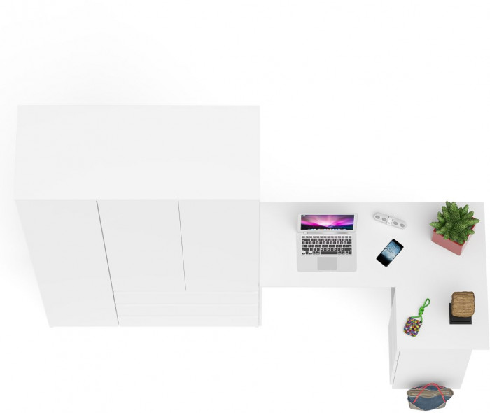 Мори компьютерный стол МС-16 правый + Шкаф МШ1200.1, белый