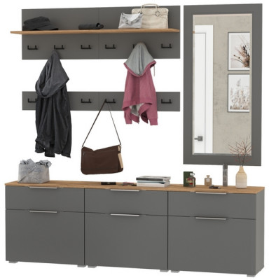 Октава Прихожая 41, серый графит/дуб крафт золотой/фасады МДФ серый графит