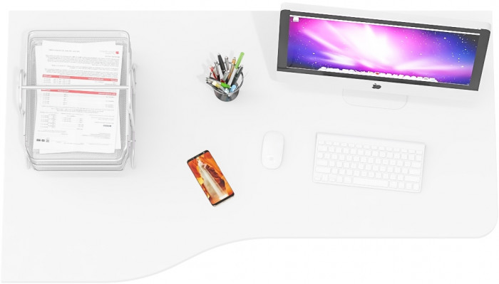 Стол письменный С-МД-1-04, цвет белый шагрень, ШхГхВ 130х75х74 см., универсальная сборка