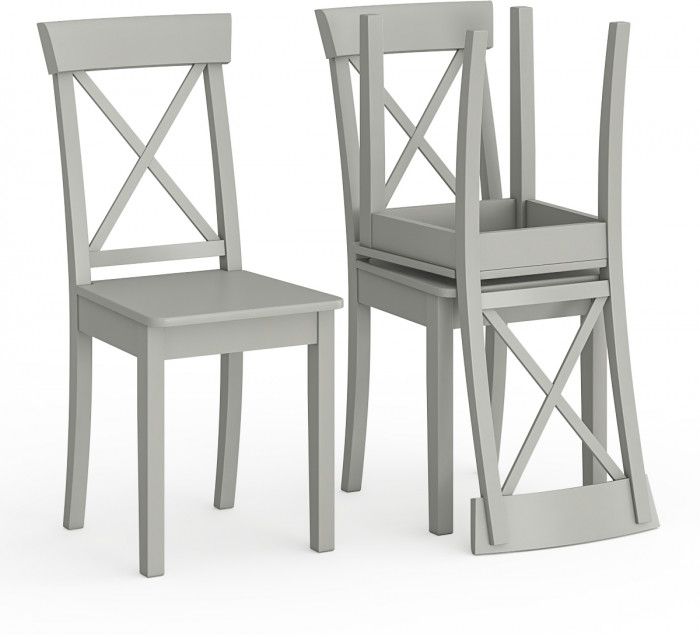 Три стула Мебель--24 Гольф-14 разборных, цвет серый, деревянное сиденье серое, ШхГхВ 41х42х95 см., от пола до верха сиденья 47 см.