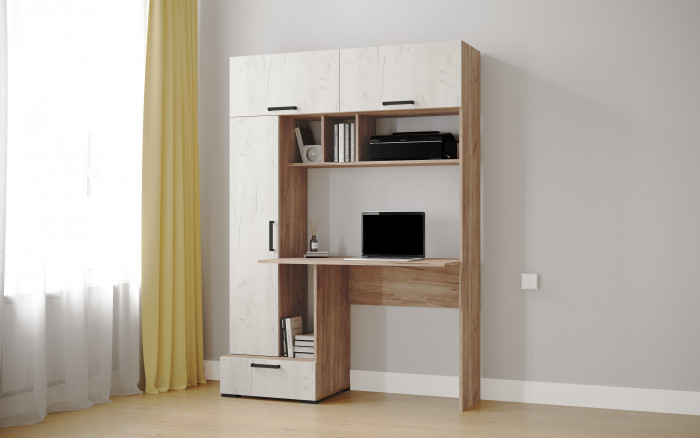 Компьютерный стол Квартет-11, Дуб крафт табачный/Дуб крафт белый