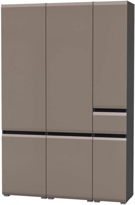 Сидней 13.200 Шкаф 2 штуки + Шкаф с ящиком 13.202, корпус: антрацит/фасады: МДФ веллюто капучино