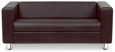 Кожаный диван Клиппан 3-х местный, прямой, цвет коричневый