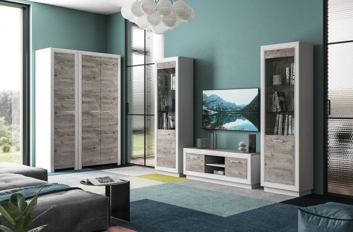 Набор мебели для гостиной "Эстель" - Дуб полярный/Сосна натуральная