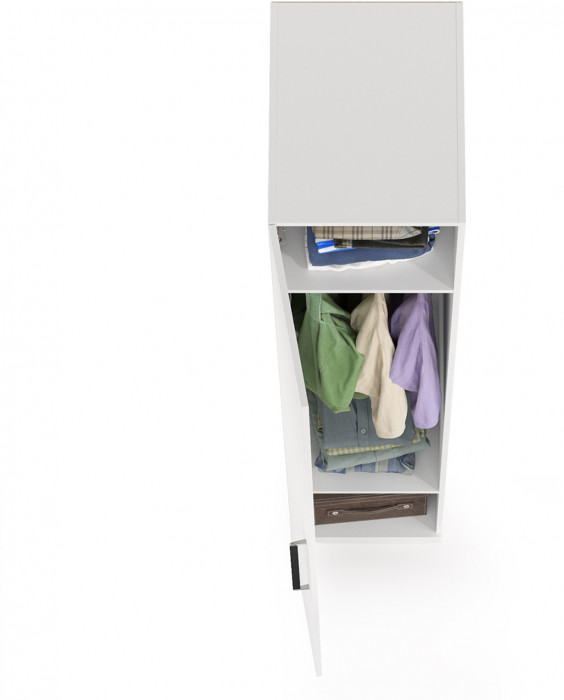 Валенсия Спальня 13.207 Шкаф-пенал, цвет ЛДСП белый шагрень/МДФ белый шагрень, ШхГхВ 42х54,1х225,3 см., универсальная сборка