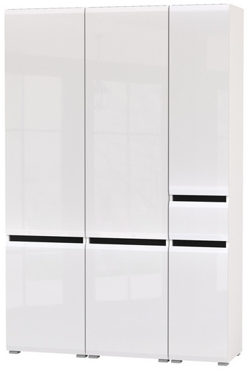 Сидней 13.200 Шкаф 2 штуки + Шкаф с ящиком 13.202, корпус: белый/чёрный/фасады: МДФ белый глянец