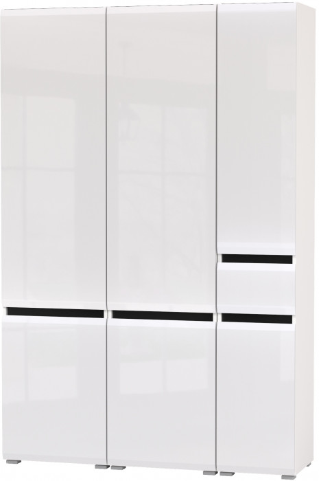 Сидней 13.200 Шкаф 2 штуки + Шкаф с ящиком 13.202, корпус: белый/чёрный/фасады: МДФ белый глянец