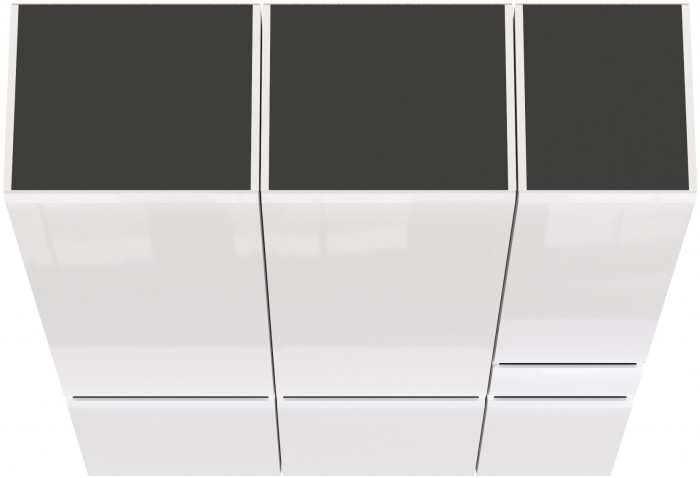 Сидней 13.200 Шкаф 2 штуки + Шкаф с ящиком 13.202, корпус: белый/чёрный/фасады: МДФ белый глянец