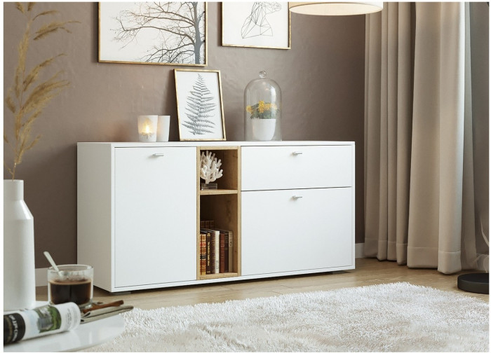 Комод Ланс К101, Белый/Дуб Бунратти