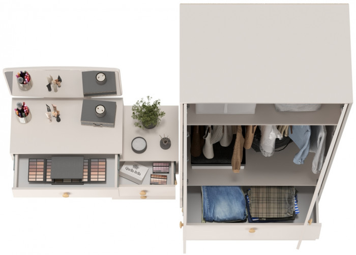 Афина Спальня Шкаф 2-х дверный + Трюмо, кашемир серый