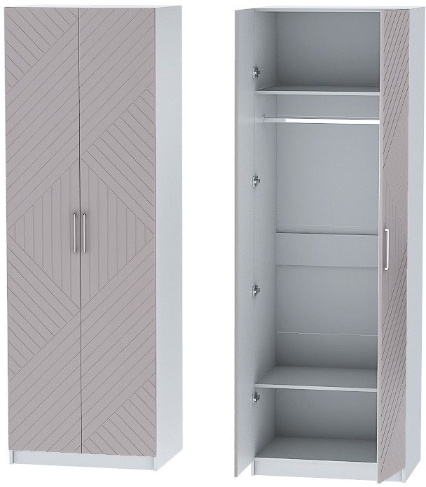 Шкаф двухдверный №1 "Иннэс-7" - Белый/Грэй софт