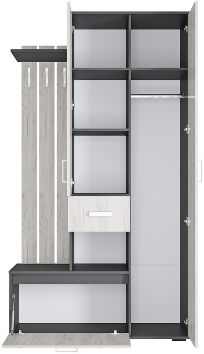 Прихожая Лира ПР-04, Графит, Дуб крафт белый