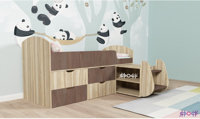 Кровать-чердак Малыш 7 (Винтерберг/Оранжевый)