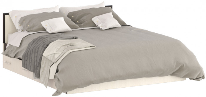 Сакура Кровать с ящиками 1800, цвет венге/дуб лоредо, ШхГхВ 183,5х203,5х80 см., сп.м. 1800х2000 мм., без матраса, основание есть, универсальная сборка