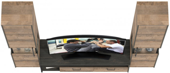 Трувор Гостиная 018, цвет дуб гранж песочный/интра, ШхГхВ 239,4х45,4х210 см., универсальная сборка