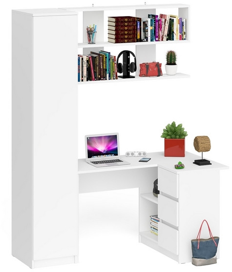 Мори компьютерный стол МС-16 правый + Пенал МШ400.1 + Полка 1200, белый