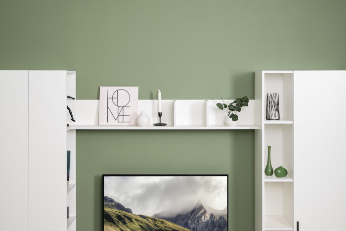 Эйр Гостиная 16.490 Полка навесная открытая, белый шагрень