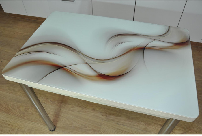 Симпл фотопечать стол обеденный раскладной / текстура 032/дуб молочный/хром