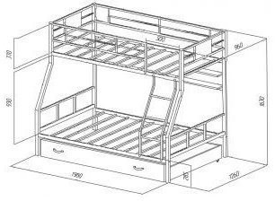 Двухъярусная кровать Гранада-1ПЯ, коричневая / Дуб (Ясень шимо светлый, Серый)