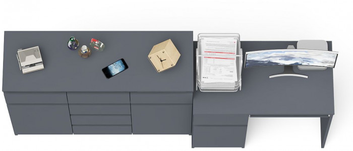 Мори компьютерный стол МС-1 левый + Комод МК1200.4, графит