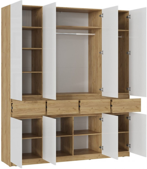 Шкаф Бостон МДФ ШК-004, Дуб Крафт Золотой/Белый глянец