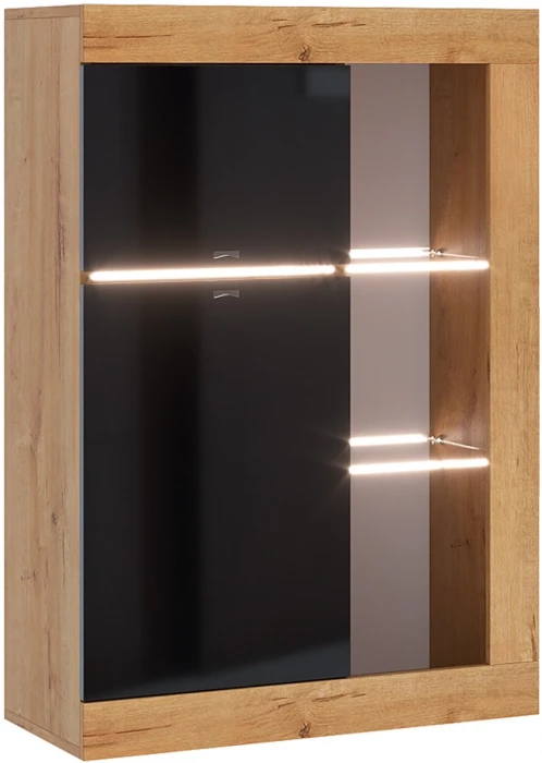 Прага Модульная Гостиная, вариант №3, Дуб Вотан/Черный глянец