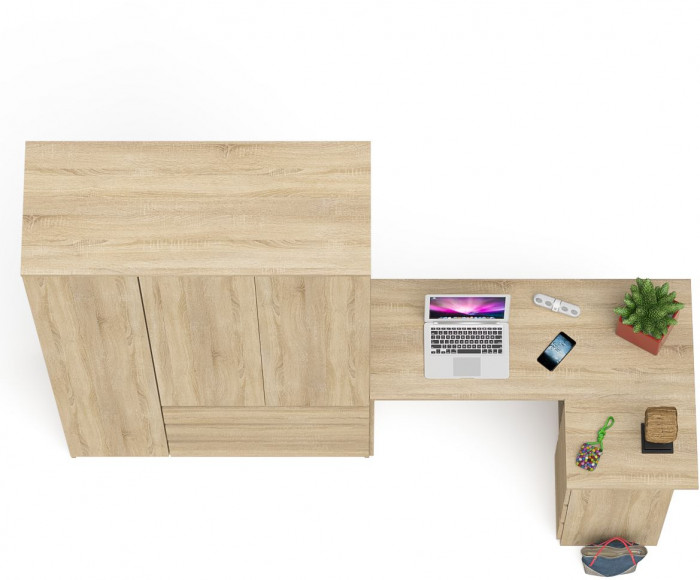 Мори Стол компьютерный МС-16 правый + Шкаф МШ1200.1, цвет дуб сонома, ШхГхВ 244,8х84,9х209,6 см., выдвижные ящики справа, НЕ универсальная сборка