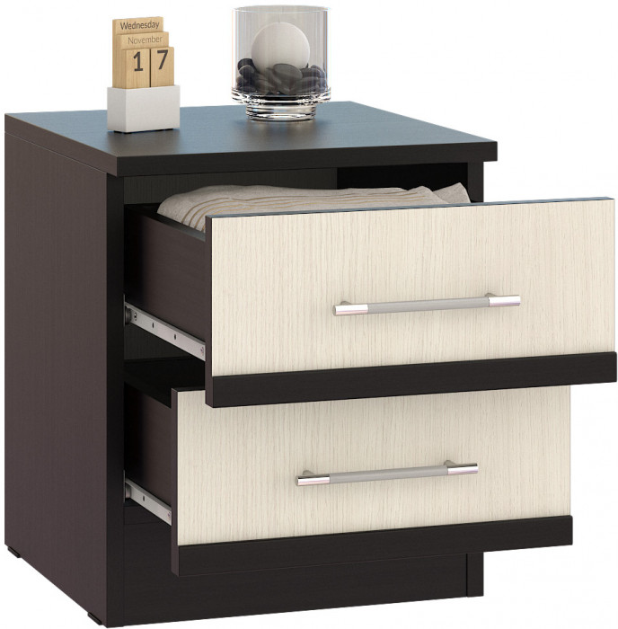 Сакура Тумба прикроватная, цвет венге/дуб лоредо, ШхГхВ 40х42х47 см.