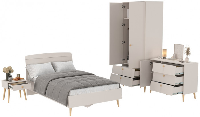 Афина Спальня 23-1200, цвет кашемир серый, сп.м. 1200х2000 мм., б/м, основание есть - фанера