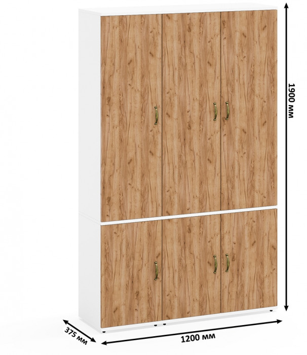 Лидер-8 Модуль Пенал МД 22Б + Шкаф МД 20Б, цвет белый шагрень/крафт золото, ШхГхВ 120х37,5х190 см., НЕ универсальная сборка