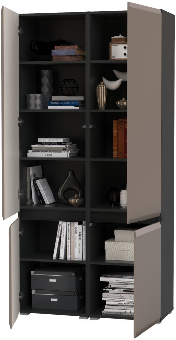 Сидней 13.200 Шкаф 2 штуки, корпус: антрацит/фасады: МДФ веллюто капучино