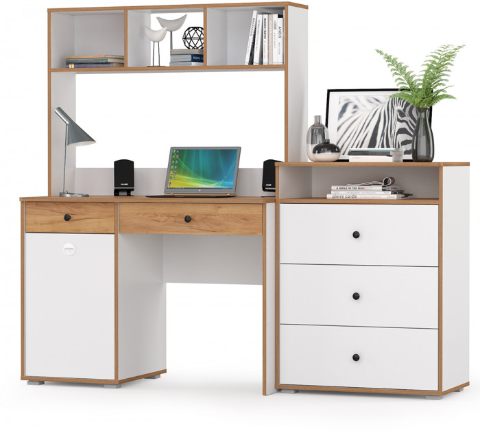 Вуди Компоновка № 49, цвет белый премиум/дуб крафт золотой, ШхГхВ 180х52,7х158,7 см., универсальная сборка