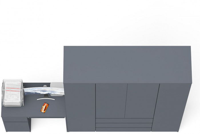 Мори компьютерный стол МС-1 левый + Шкаф МШ1600.1, графит