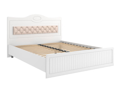 Кровать 1600 с мягким элементом Монако МН-9 + МН-9А белое дерево