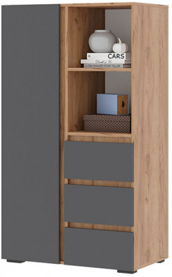 Хелен ШК 03 Шкаф (0,802х1,414х0,460) серый графит/дуб крафт золото
