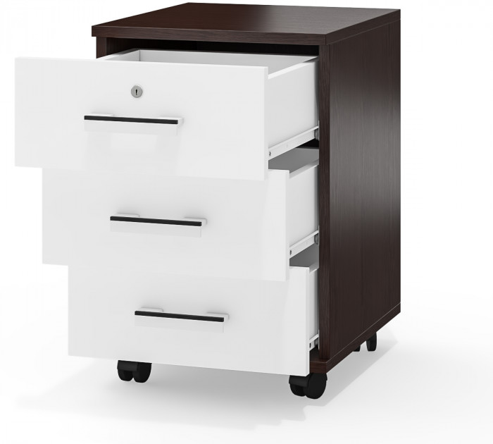 Тумба выкатная С-МД-3-02, цвет венге/белый шагрень, ШхГхВ 40х45х59 см.