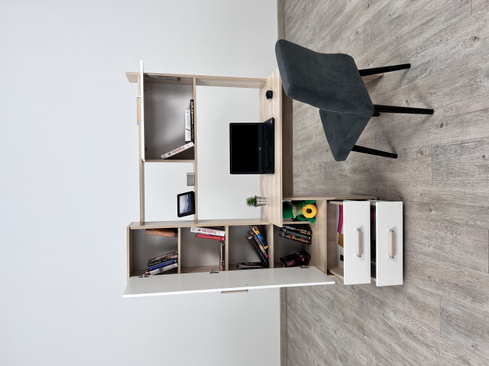 Компьютерный стол Квартет-9 (К), Дуб крафт золотой/Кашемир