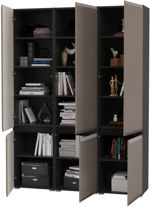 Сидней 13.200 Шкаф 3 штуки, корпус: антрацит/фасады: МДФ веллюто капучино