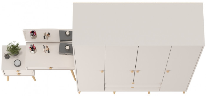 Афина Спальня Шкаф 4-х дверный + Трюмо, кашемир серый