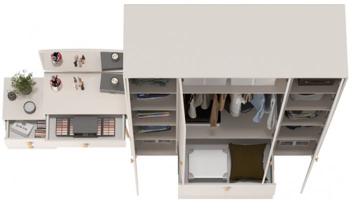 Афина Спальня Шкаф 4-х дверный + Трюмо, кашемир серый