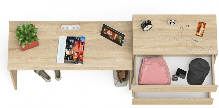 Мори письменный стол МСП1200.1 + Комод МК800.4, дуб сонома